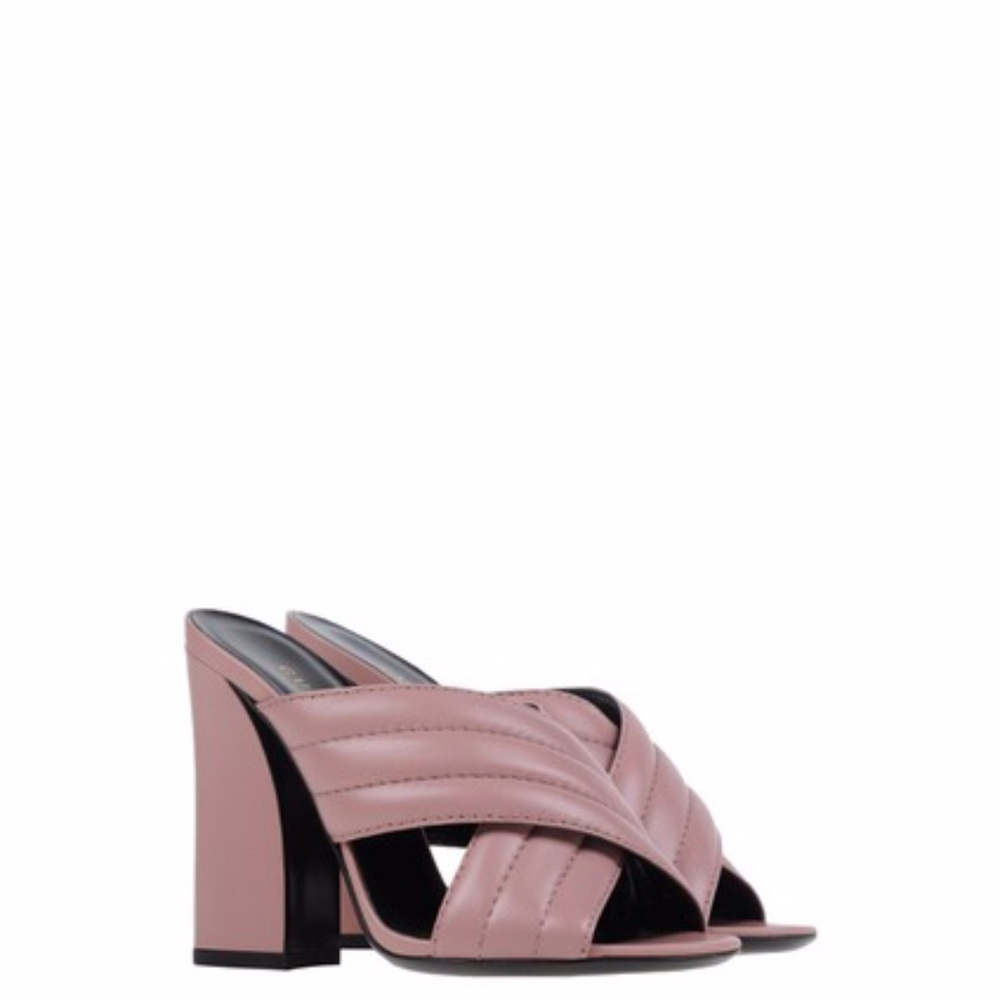 New in box Gucci leather criss cross mules